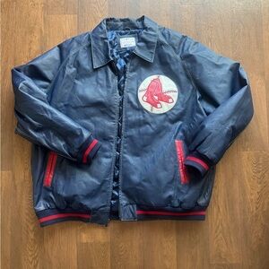 Vintage Boston Red Sox Blue and Red Leather Jacket 4XL